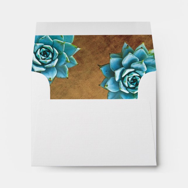 Succulent Watercolor Rustic Brown Envelopes (Back (Bottom))
