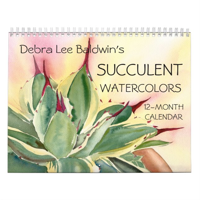 Succulent Watercolors 12-Month  Calendar (Cover)