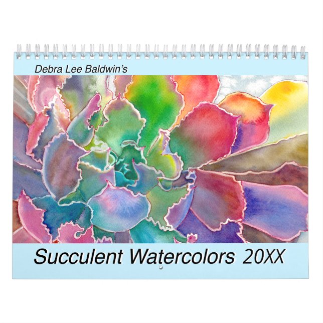 Succulent Watercolors 20XX Debra Lee Baldwin Calendar (Cover)