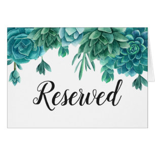 Succulent wedding. Cactus reserved sign. Botanical