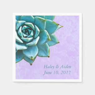 Succulent Wedding Engagement Watercolor Lavender Napkin