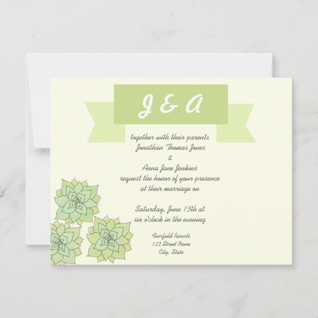 Succulent Wedding Invitation (Front)
