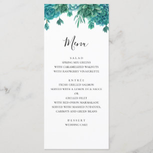 Succulent wedding menu. Summer dinner menu. Cactus Menu