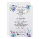 Succulent Wedding Program Fan Watercolor Flowers
