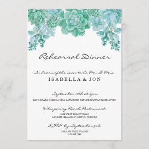 Succulent Wedding Rehearsal Dinner Invitation