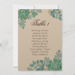 Succulent wedding seating chart. Rustic cactus Invitation