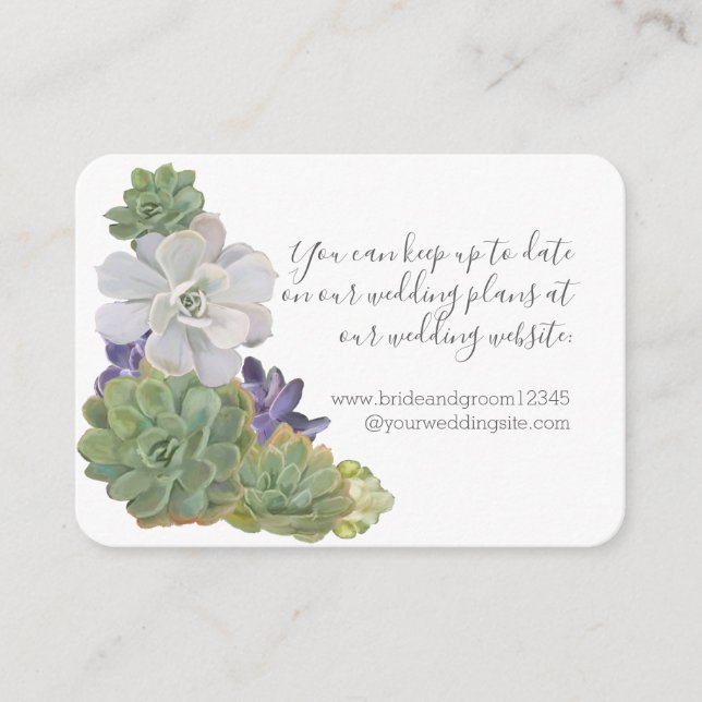 Succulent Wooden Western Boho Wedding Website Card (Front)