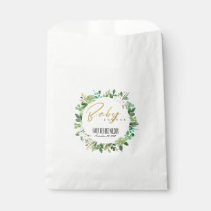 SUCCULENT WREATH FOLIAGE WATERCOLOR BABY SHOWER FAVOUR BAGS
