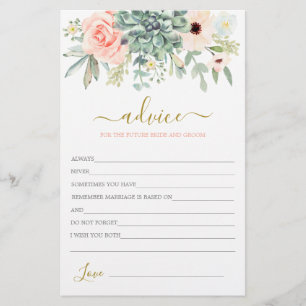 Succulents Advice for the Bride card