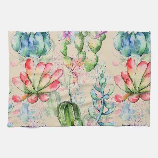 Succulents and Cacti Kitchen Towel (Horizontal)