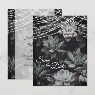 Succulents and Lights Save the Date Wedding Invite