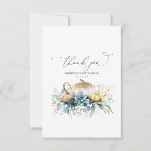 Succulents and Pumpkins Baby Shower Thank You Card