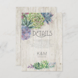 Succulents and Rustic Wood Details Insert ID515 Invitation