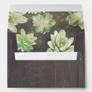 Succulents and Rustic Wood Envelope