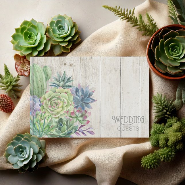 Succulents and Rustic Wood Wedding ID515 Guest Book (Creator Uploaded)