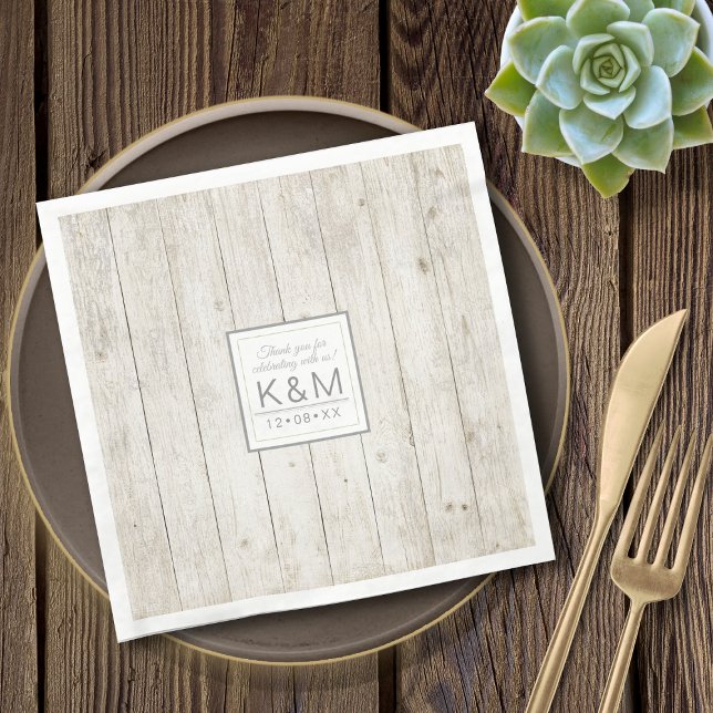 Succulents and Rustic Wood Wedding ID515 Napkin (Creator Uploaded)