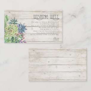 Succulents and Rustic Wood Wishing Well V1 ID515 Enclosure Card
