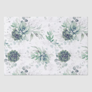Succulents and Silver Eucalyptus Leaves Greenery Tissue Paper