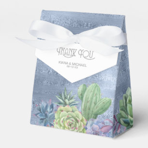 Succulents and Sparkle Wedding Blue ID515 Favour Box