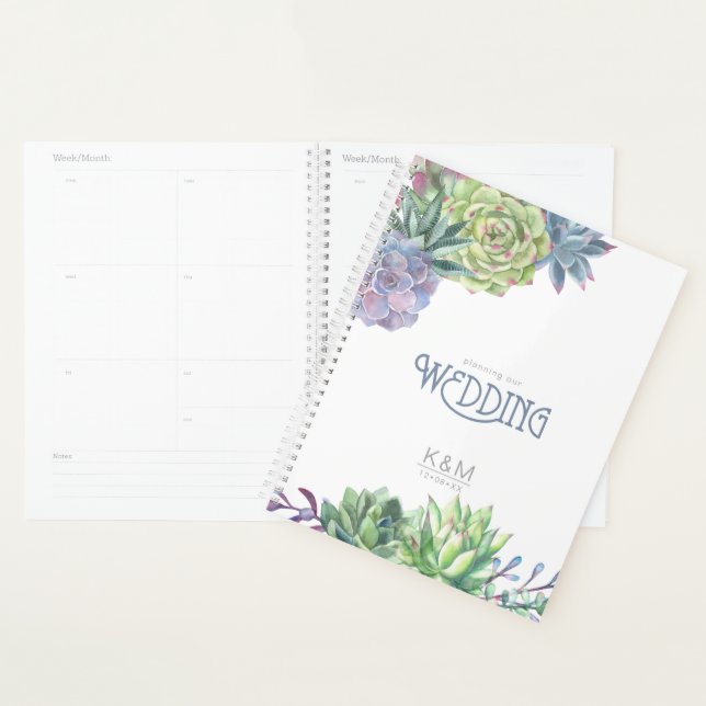 Succulents and Sparkle Wedding Blue ID515 Planner (Display)