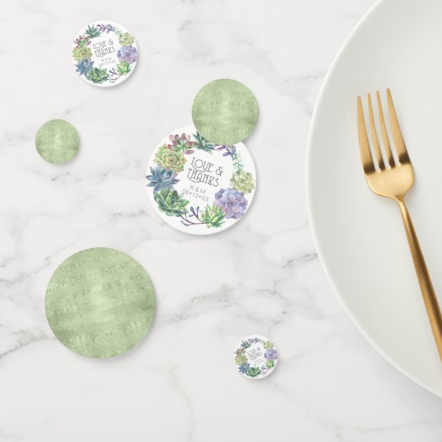 Succulents and Sparkle Wedding Wreath Green ID515 Confetti (Group)