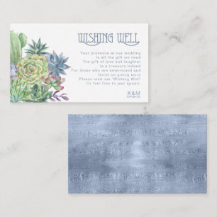 Succulents and Sparkle Wishing Well V2 Blue ID515 Enclosure Card
