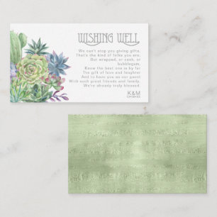 Succulents and Sparkle Wishing Well V3 Green ID515 Enclosure Card