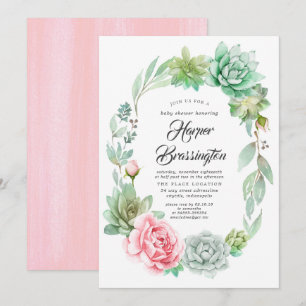 Succulents Baby Shower Girl Invitation