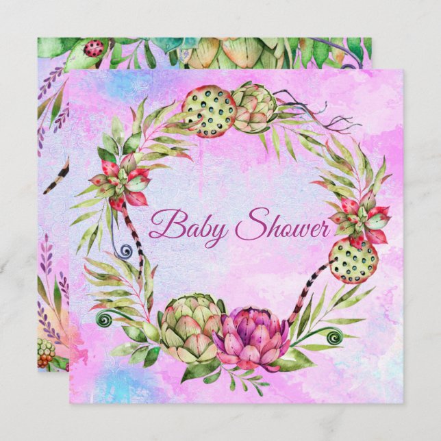 Succulents Baby Shower Holiday Card (Front/Back)
