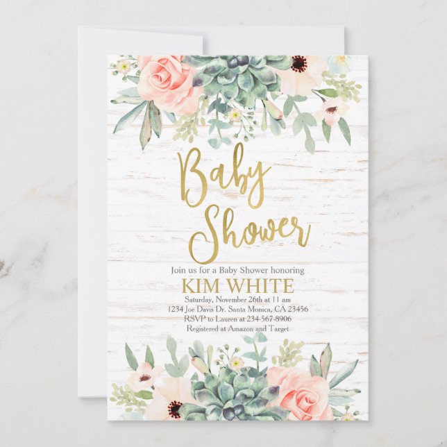 Succulents Baby Shower invitation (Front)