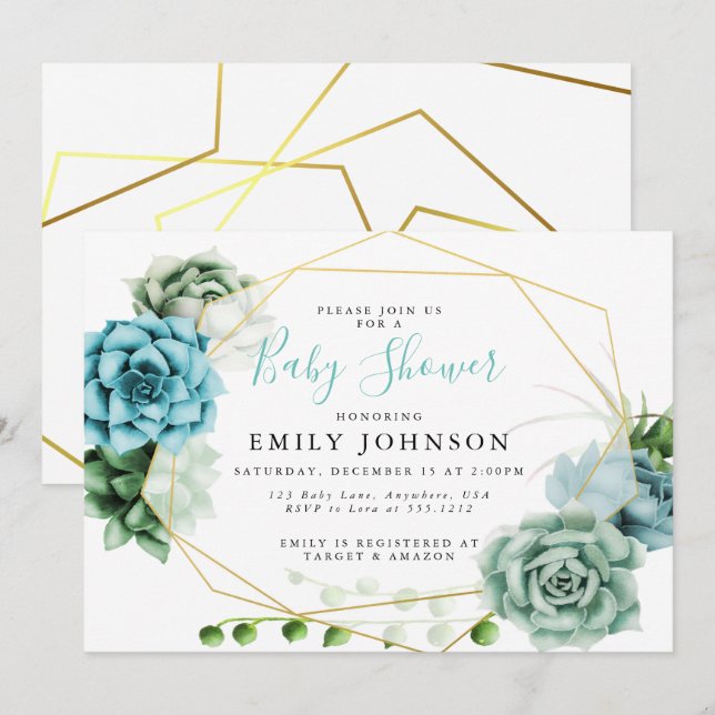 Succulents Baby Shower Invitation (Front/Back)