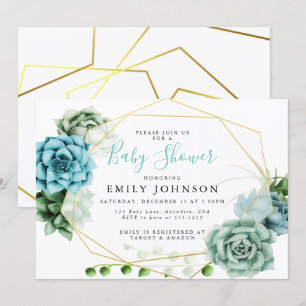 Succulents Baby Shower Invitation