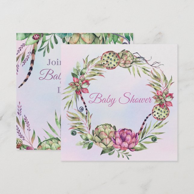 Succulents Baby Shower Invitation (Front/Back)