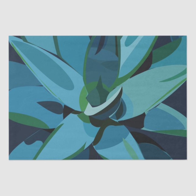 Succulents Blue Agave Cactus Succulents Tissue Paper (Front)
