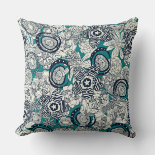 succulents blue indigo cushion