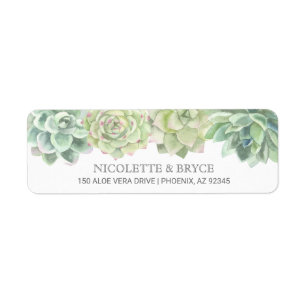 Succulents Botanical Green Wedding Return Address