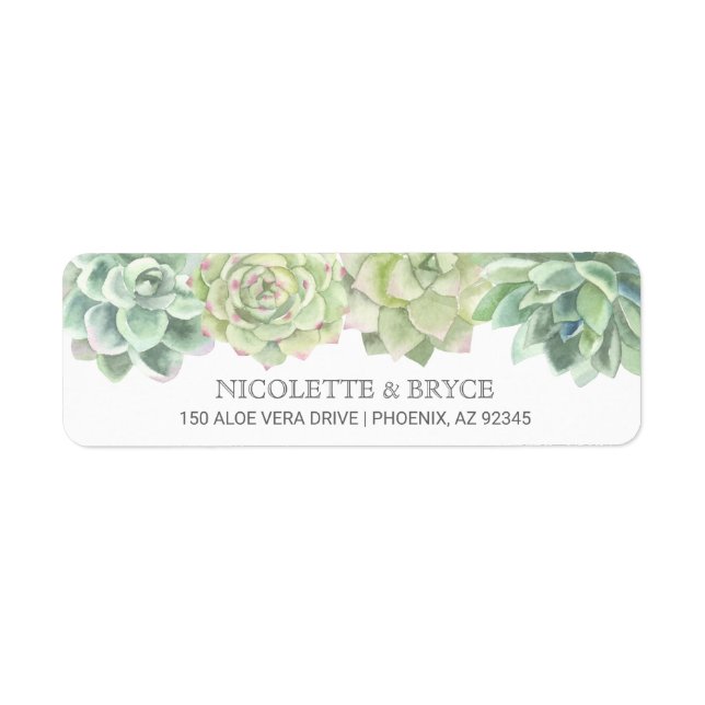 Succulents Botanical Green Wedding Return Address (Front)