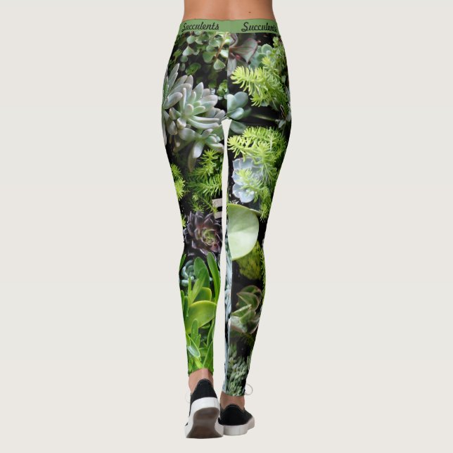Succulents Botanical Leggings Womens Jogging Yoga (Back)