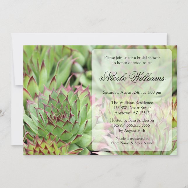 Succulents Bridal Shower Invitation (Front)