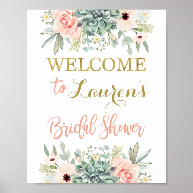 Succulents Bridal shower welcome sign (Front)