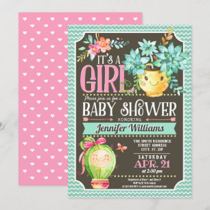 Succulents, Cactus Girl Garden Baby Shower Invitation
