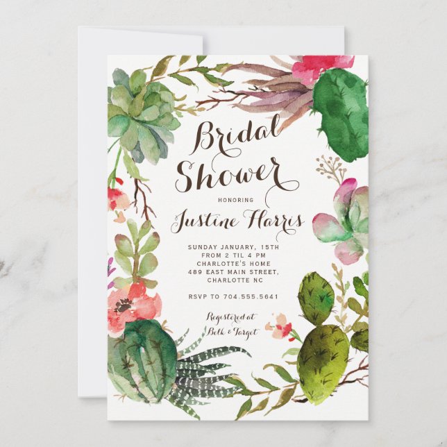 Succulents Cactus Shower invitation (Front)