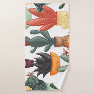 Succulents, cactuses: cute floral pattern. bath towel