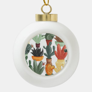 Succulents, cactuses: cute floral pattern. ceramic ball christmas ornament