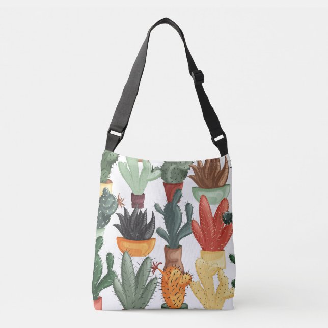 Succulents, cactuses: cute floral pattern. crossbody bag (Front)