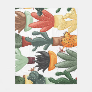 Succulents, cactuses: cute floral pattern. fleece blanket