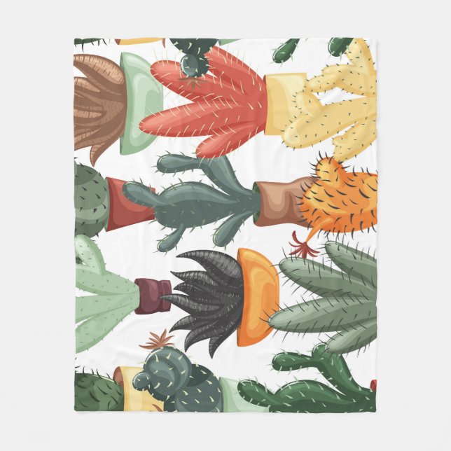 Succulents, cactuses: cute floral pattern. fleece blanket (Front)