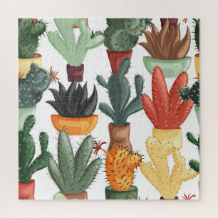 Succulents, cactuses: cute floral pattern. jigsaw puzzle