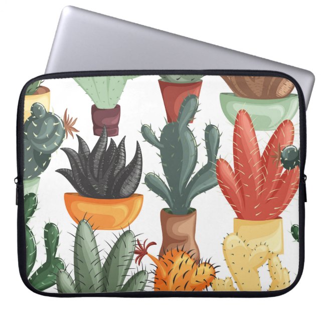 Succulents, cactuses: cute floral pattern. laptop sleeve (Front)