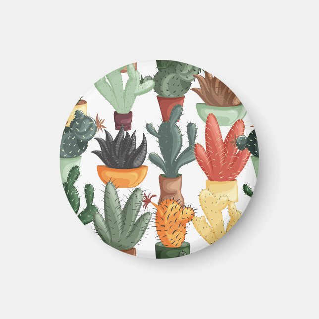 Succulents, cactuses: cute floral pattern. magnet (Front)